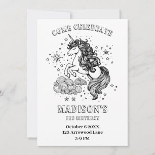 Färgning av Unicorn Barns födelsedag Party Personl Inbjudningar