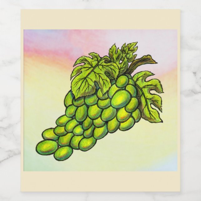 Färgning av utsökt vinodling i grönt vin vinflaska etikett (Singel etikett)