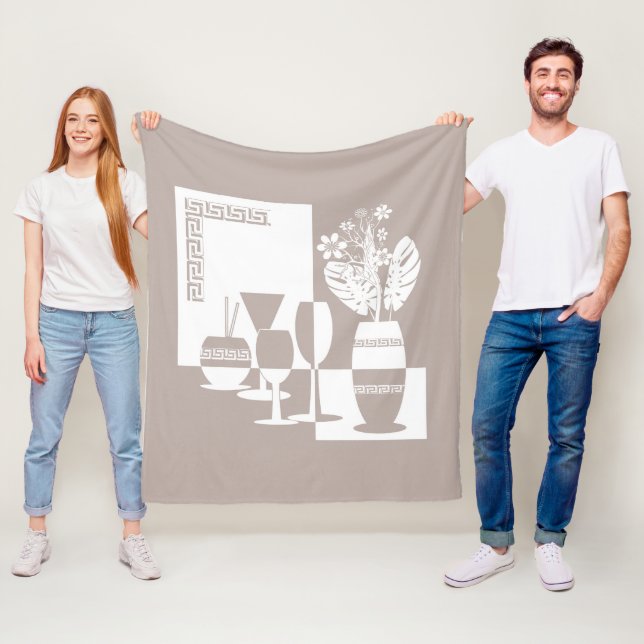 Färgning av vas med blommor och vin-glas fleecefilt (På plats)