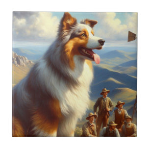 Färgning av vintage Australian shepherd Kakelplatta