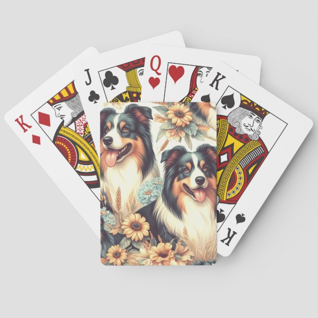 Färgning av Vintagen Cute Australian shepherd Casinokort (Baksidan)