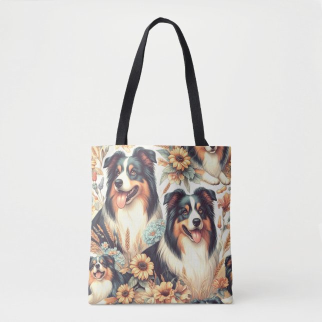 Färgning av Vintagen Cute Australian shepherd Tygkasse (Framsida)