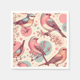 Färgning av Vintagen Cute Birds Pappersservett