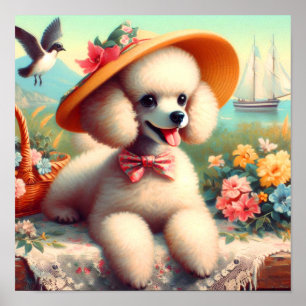 Färgning av Vintagen Cute Pudel Poster
