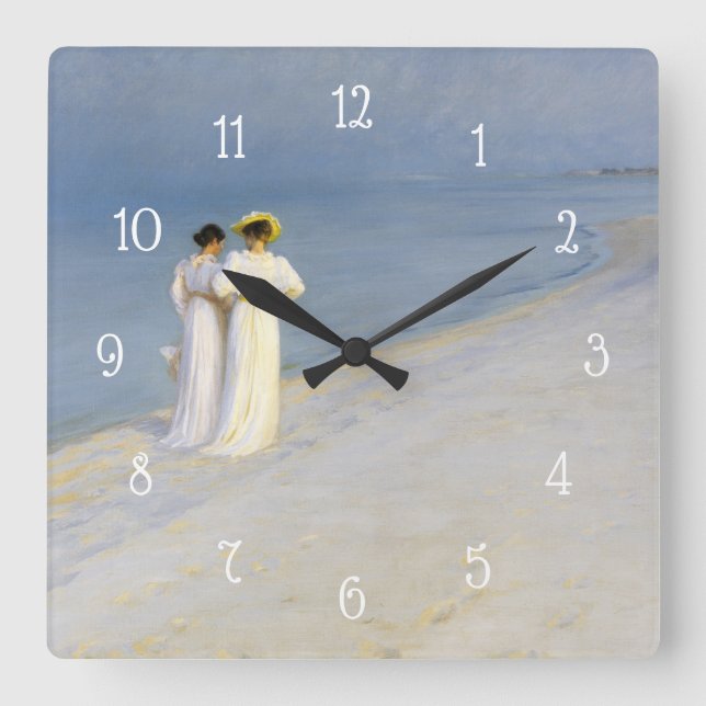 Färgning av Vintagen för kusthavsstrandblått Fyrkantig Klocka (Framsida)