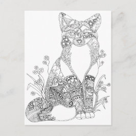 Färgning av vuxen Fox Animal Art Vykort