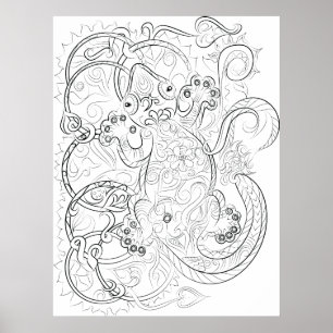 Färgning av vuxen Gecko teckning poster