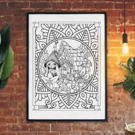 Färgning av Vuxen Gnome Mandala Poster