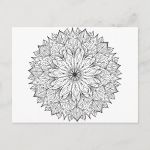 Färgning av vuxen i DIY mandala-konstform Vykort