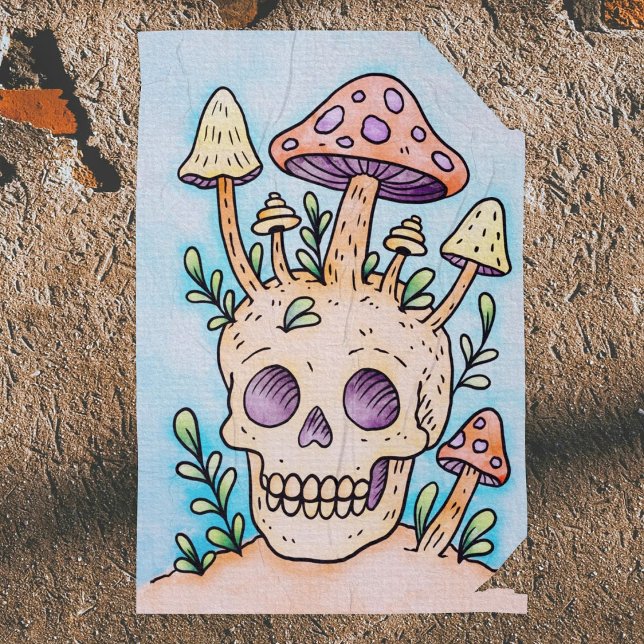 Färgning av Vuxen Skal och svampar Poster (A Great coloring poster for skull and mushroom lovers! Perfect for the spooky season.)