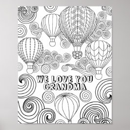 Färgning av Vuxen Zen Doodle Art Swirls Ballons Poster