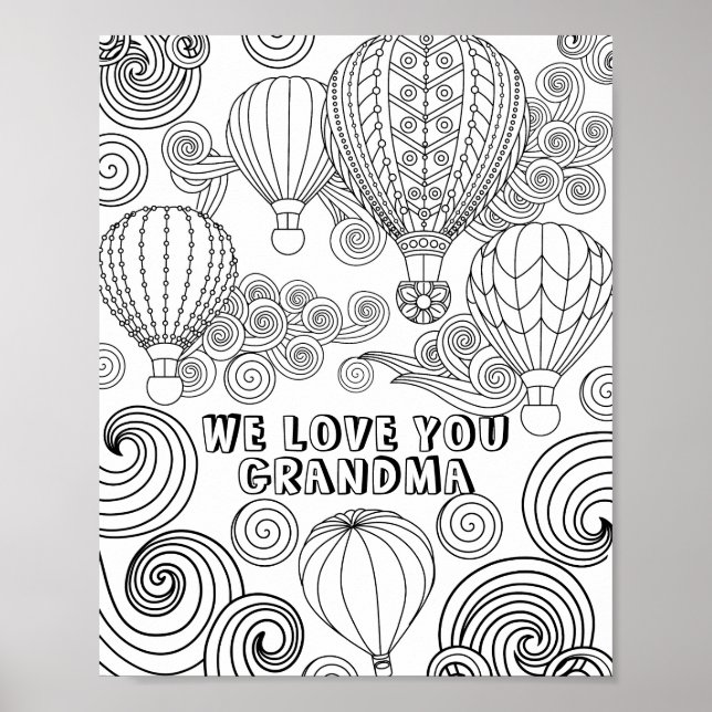 Färgning av Vuxen Zen Doodle Art Swirls Ballons Poster (Framsidan)