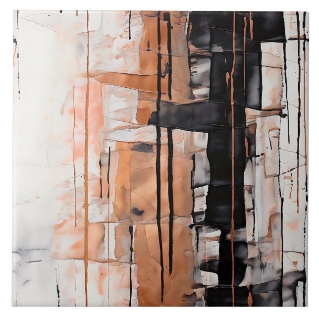 Färgning för svart, vit och koppar-Abstrakt Kakelplatta (Framsidan)