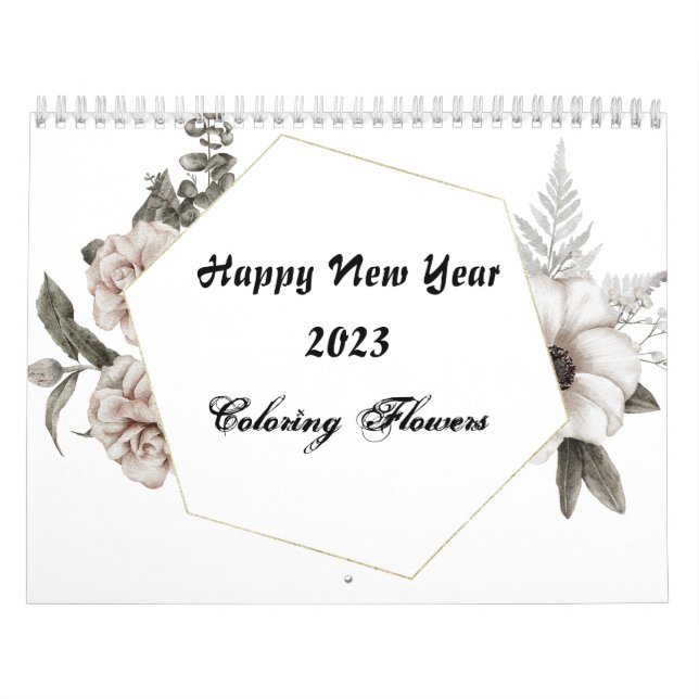 Färgning för Vuxen Flowers 2023, Färg eget Kalender (Omslag)