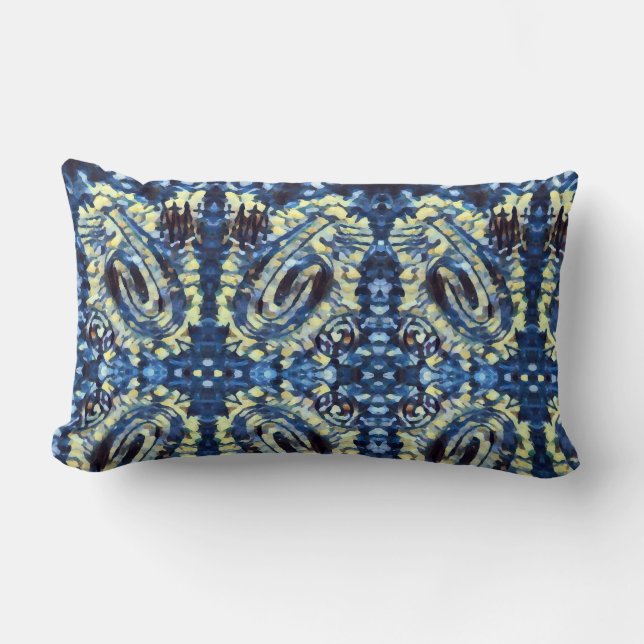 Färgning i finger - Blått Lumbarkudde (Framsida)