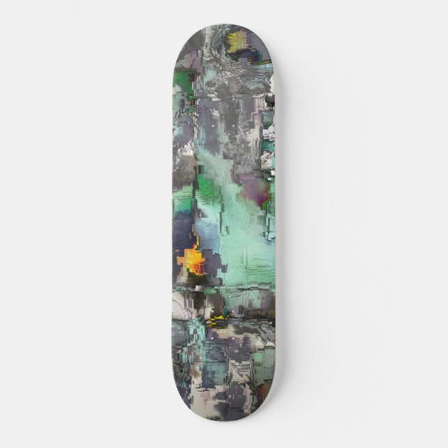 Färgning i sten, mynta grönt till grått dominerar mini skateboard bräda 18,5 cm (Framsida)