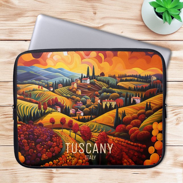 Färgning i Toscana under hösten | Italien Resor |  Laptop Fodral (Painting of Tuscany in Autumn | Italy Travel | Art Laptop Sleeve)