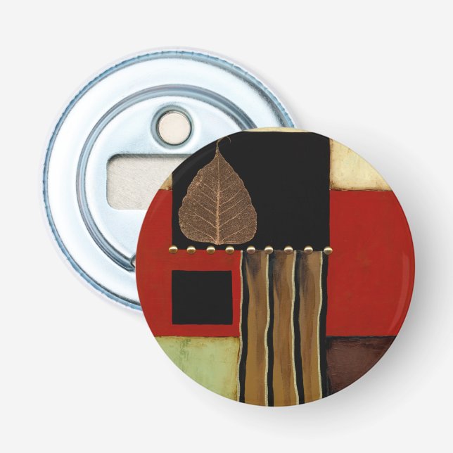 Färgning med flera färgade paneler med brunt Löv Flasköppnare (Framsidan)