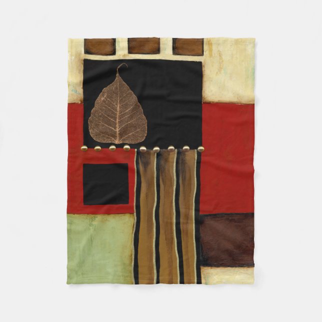 Färgning med flera färgade paneler med brunt Löv Fleecefilt (Framsidan)