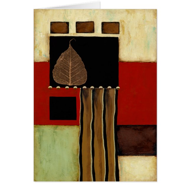 Färgning med flera färgade paneler med brunt Löv Hälsningskort (Framsidan)