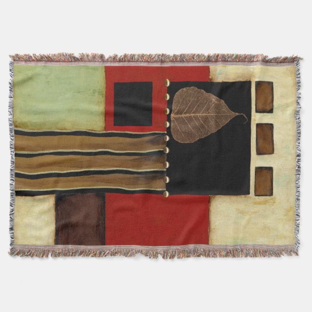 Färgning med flera färgade paneler med brunt Löv Mysfilt (Framsidan)