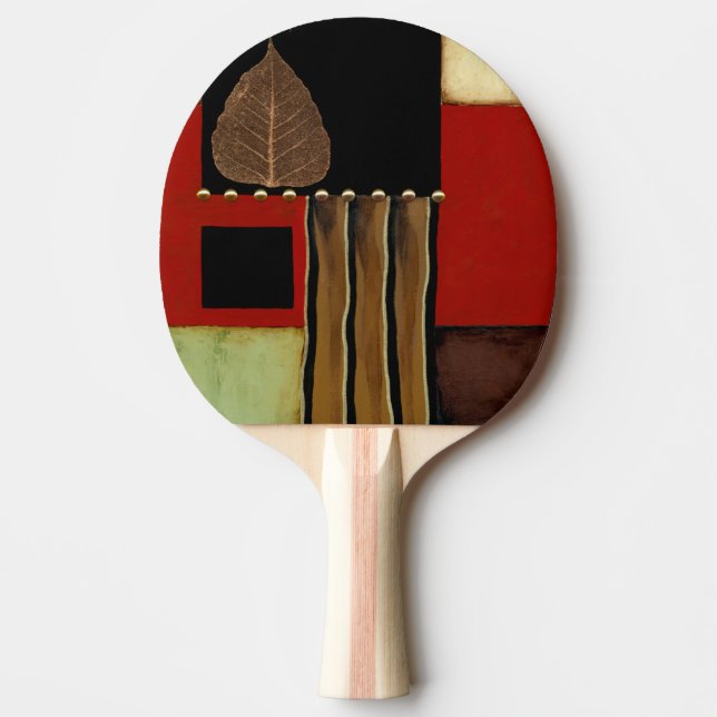 Färgning med flera färgade paneler med brunt Löv Pingisracket (Framsidan)