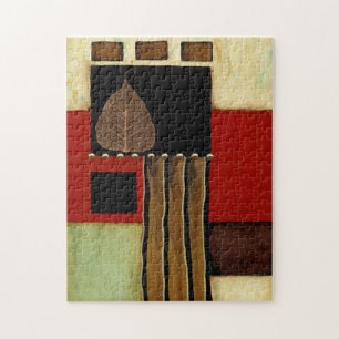 Färgning med flera färgade paneler med brunt Löv Pussel