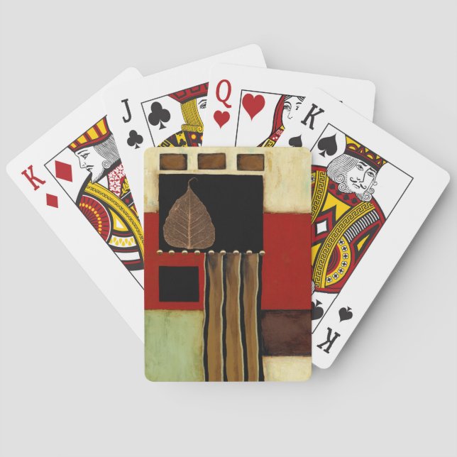 Färgning med flera färgade paneler med brunt Löv Spel Kort (Baksidan)