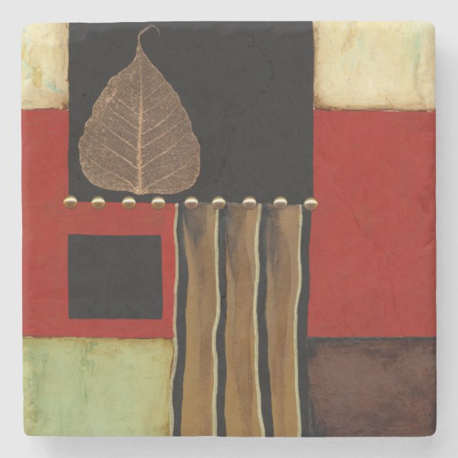 Färgning med flera färgade paneler med brunt Löv Stenunderlägg (Framsidan)