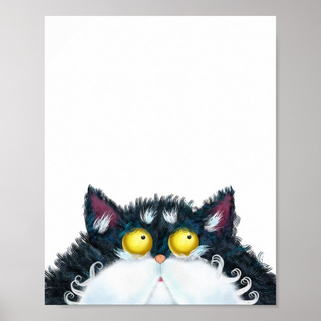 Färgning med fluffy Black Tecknad Cat Porträtt Poster (Framsidan)