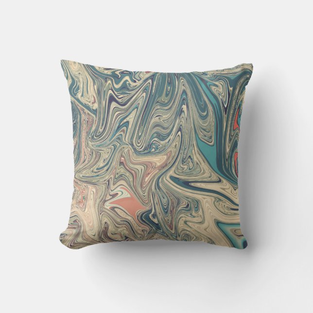 Färgning på land och floder | Bästa färgade abstra Kudde (Framsida)