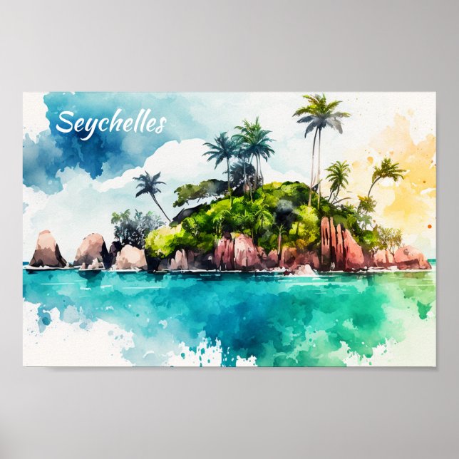 Färgning på Tropiska Seychellerna Poster (Framsidan)