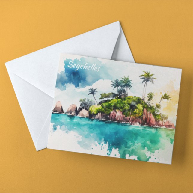 Färgning på Tropiska Seychellerna Vykort (seychelles tropical islands postcard)
