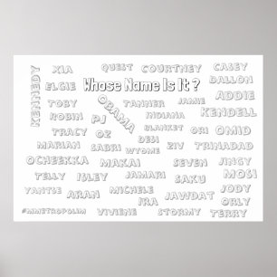 Färgning Poster 36 x 24 med Unisex Namn