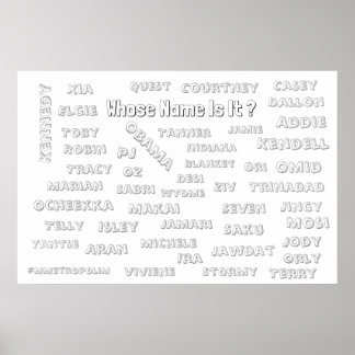 Färgning POSTER 36x24 / Unisex Namn / SKRIV UT