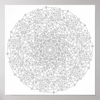Färgning Poster - Bubble Star Mandala