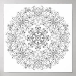 Färgning Poster - Funky Scrollsar Mandala