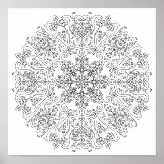 Färgning Poster - Funky Scrollsar Mandala