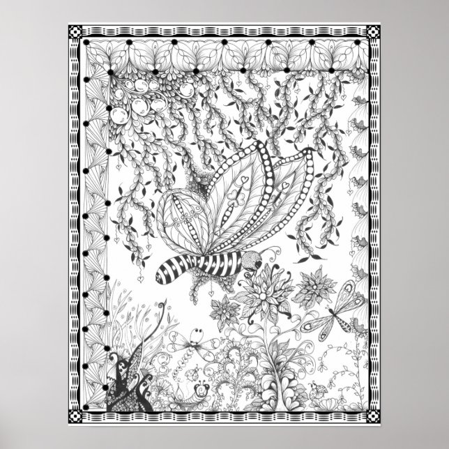 Färgning Poster "Mrs Dees Butterfly Kisses" (Framsidan)