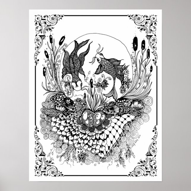 Färgning Poster "Mrs. Dees fiskBowl" (Framsidan)