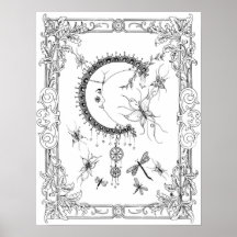 Färgning Poster "Mrs Dees Fly Me to the Måne Art"