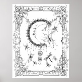 Färgning Poster "Mrs Dees Fly Me to the Måne Art"