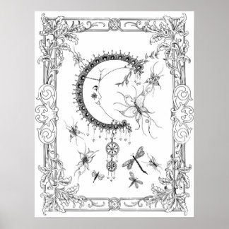 Färgning Poster "Mrs Dees Fly Me to the Måne Art"