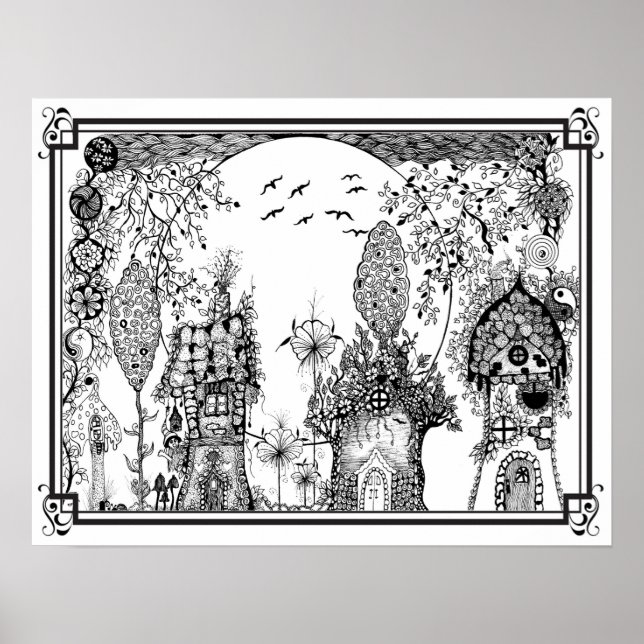 Färgning Poster "Mrs Dees Gnome Tiny Homes" (Framsidan)