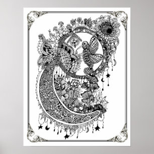 Färgning Poster "Mrs Dees Hummingbird Nectar"