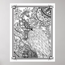 Färgning Poster "Mrs. Dees Majestic Peacock"