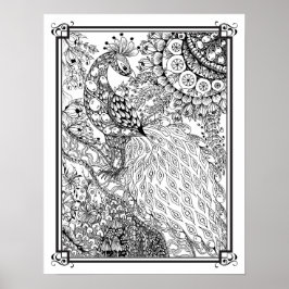 Färgning Poster "Mrs. Dees Majestic Peacock"