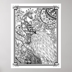 Färgning Poster "Mrs. Dees Majestic Peacock"