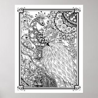 Färgning Poster "Mrs. Dees Majestic Peacock"