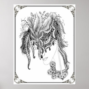 Färgning Poster "Mrs. Dees maskerad Art"